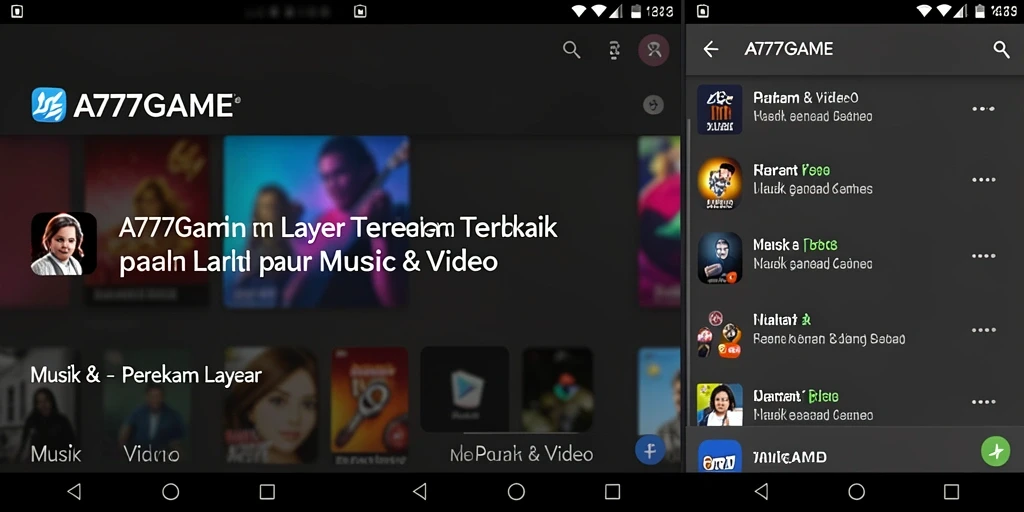 Antarmuka A777GAME yang bersih dan simpel saat merekam layar.