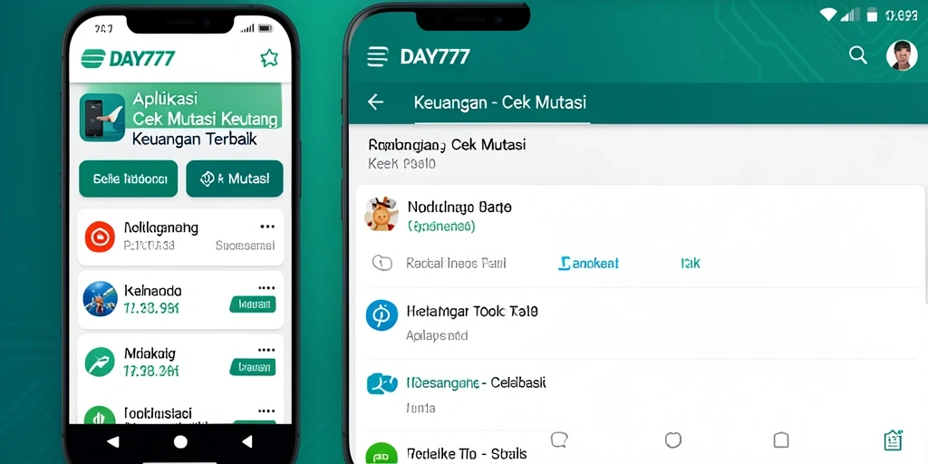 Antarmuka aplikasi DAY777 untuk cek mutasi transaksi keuangan.