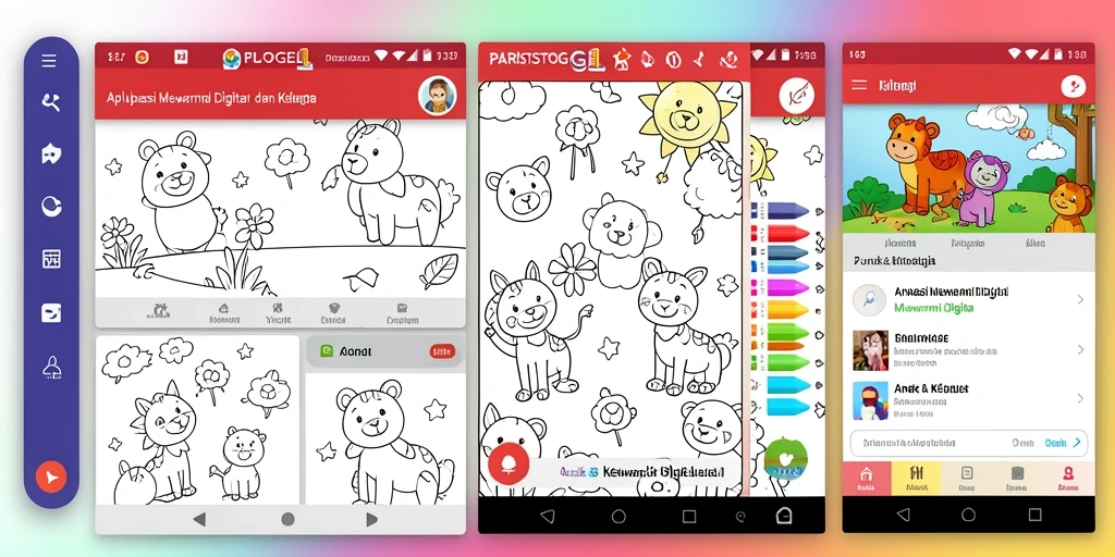Tampilan antarmuka pengguna dari aplikasi Mewarnai Digital PARISTOGEL.