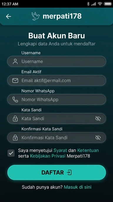 Tampilan halaman daftar merpati178